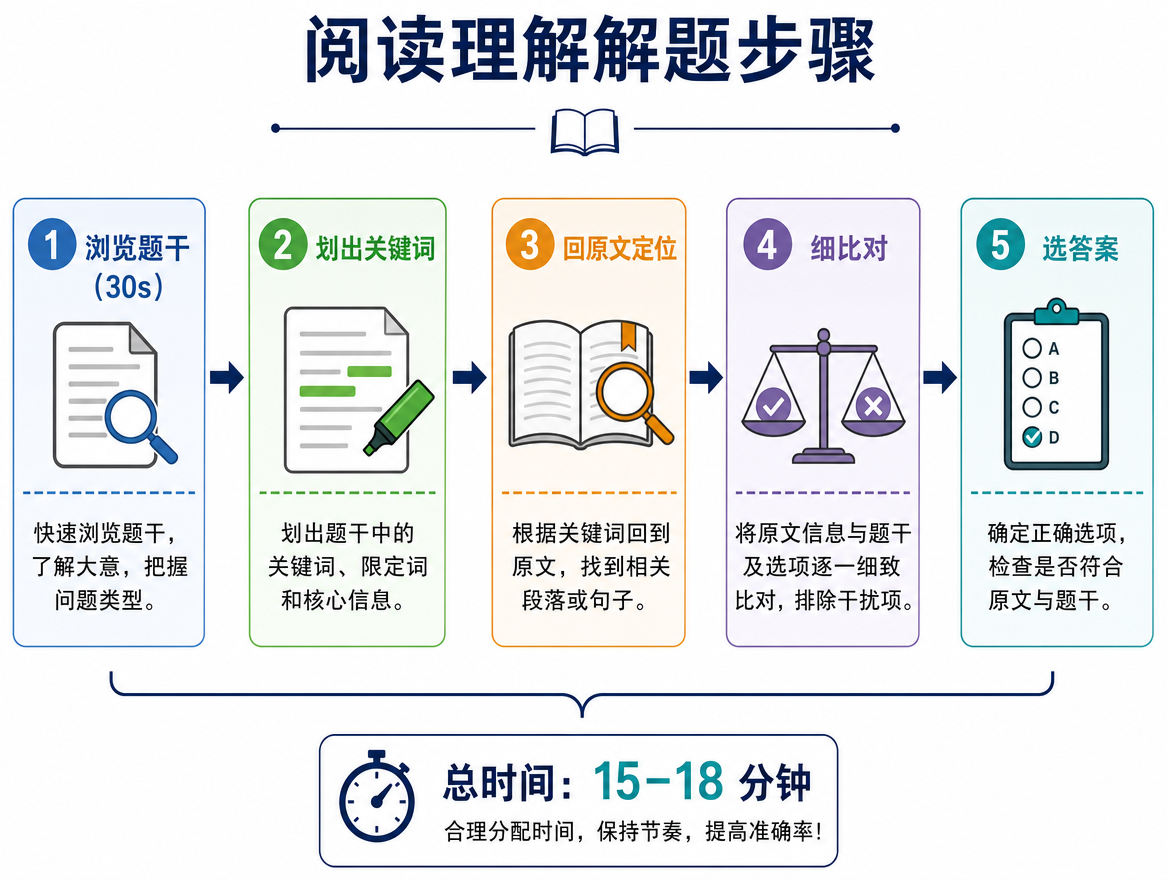 英语阅读解题流程图
