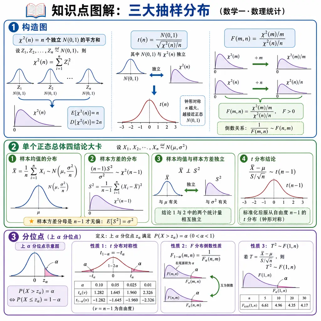 数学一图解：三大抽样分布
