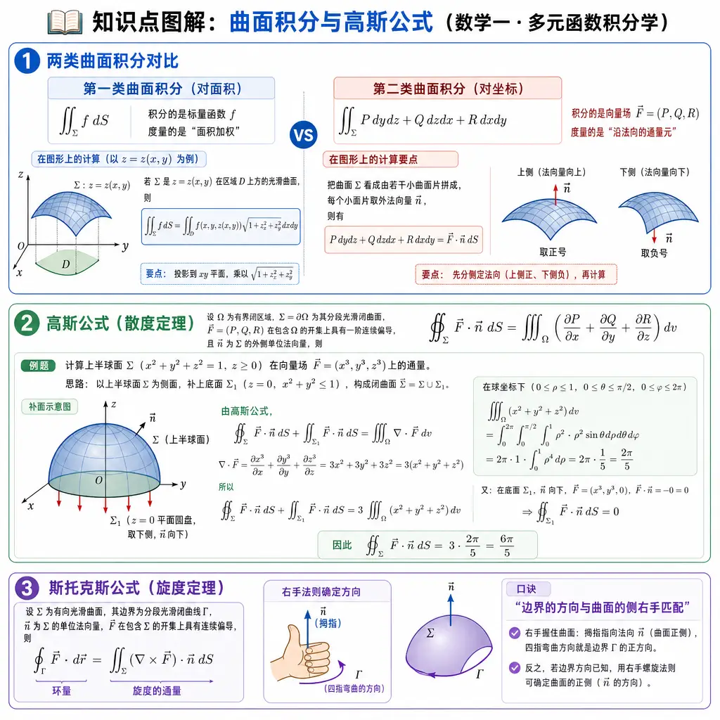 数学一图解：曲面积分与高斯公式