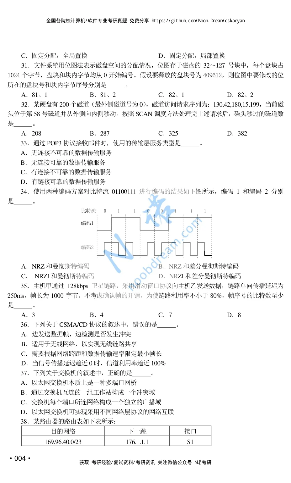 2015 年 408 第 32 题所在原卷页